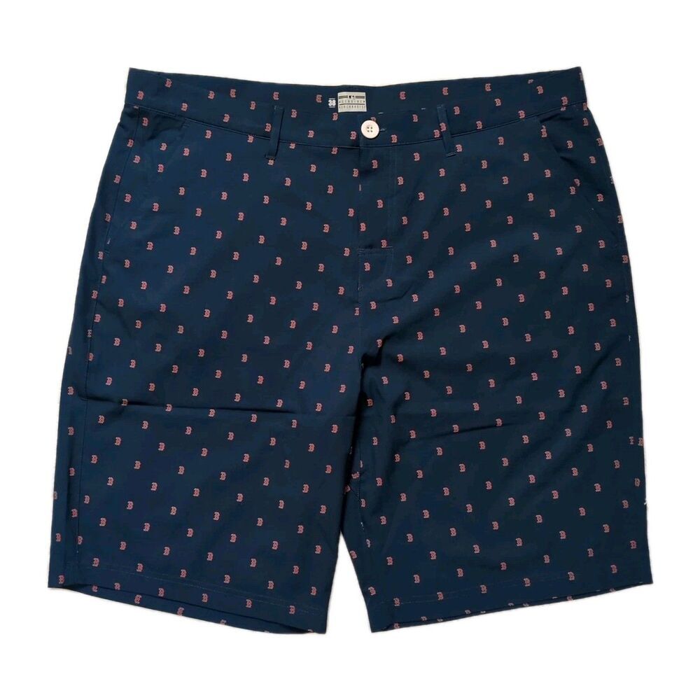 Boston Red Sox Golf Shorts Mens 38x11 MLB Genuine Merchandise Logo Navy Blue Red